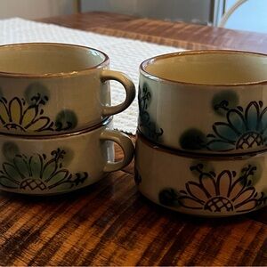 Mid-Century stoneware soup mugs